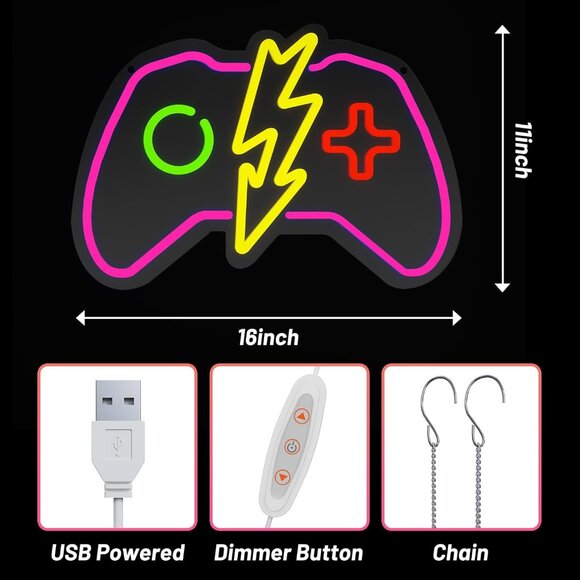 Gaming Neon Sign Dimmable Gamer LED Neon Lights for Video Game Room - Picture 4 of 6